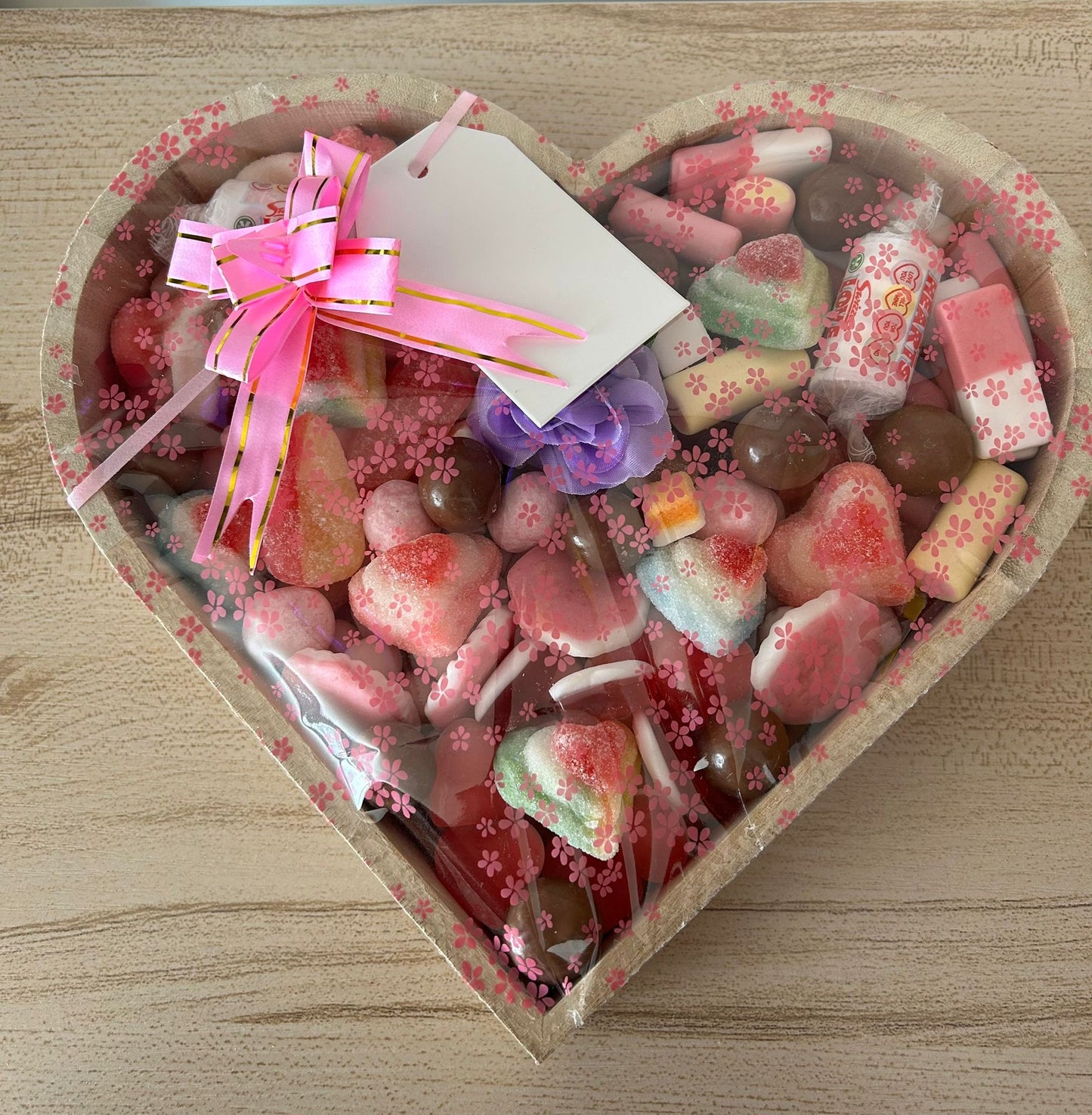 Wooden Fillable Heart with Sweets & Chocolates