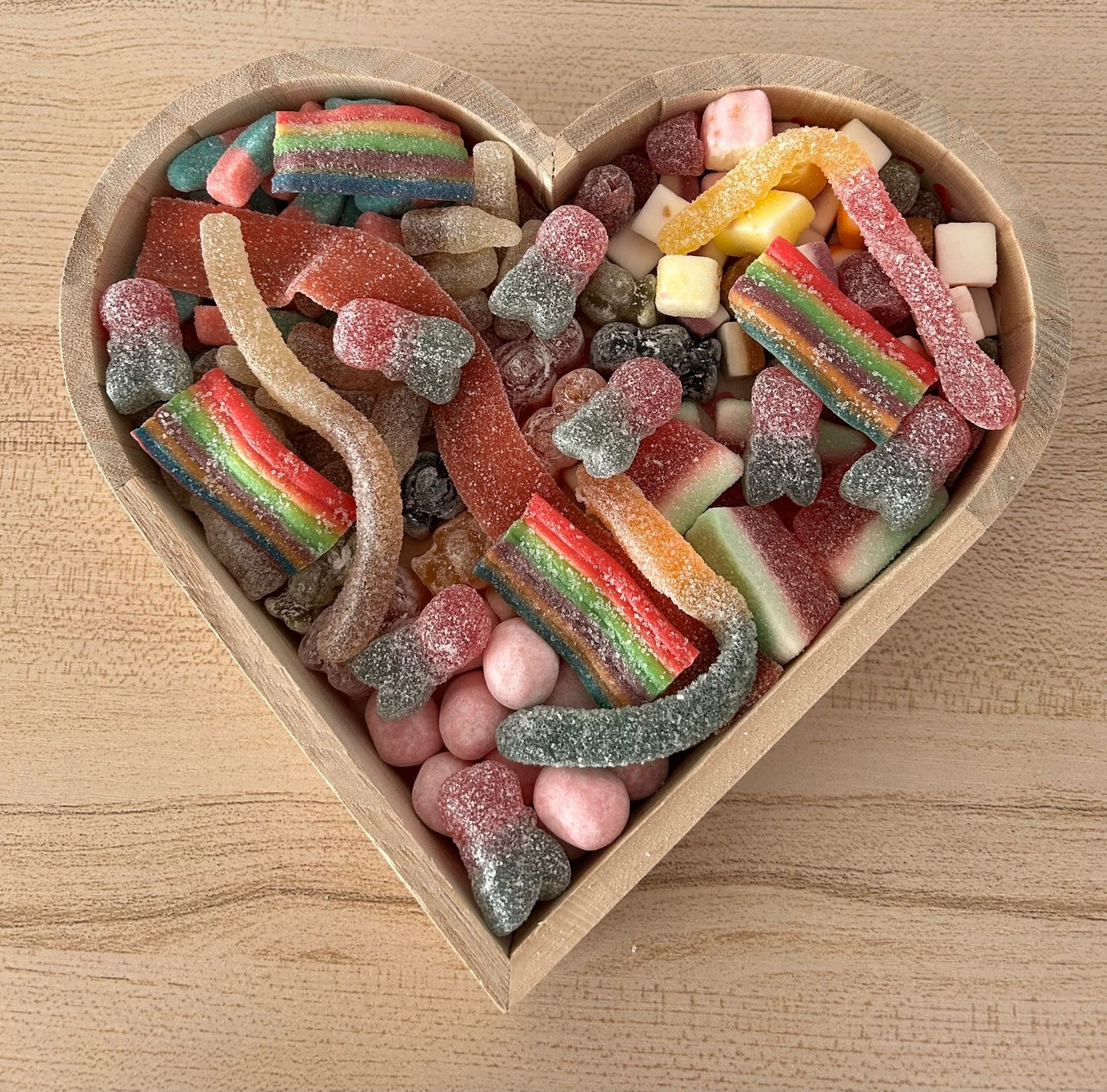 Wooden Fillable Heart with Sweets