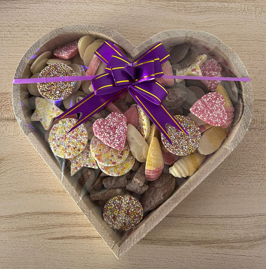 Wooden Fillable Heart with Chocolates